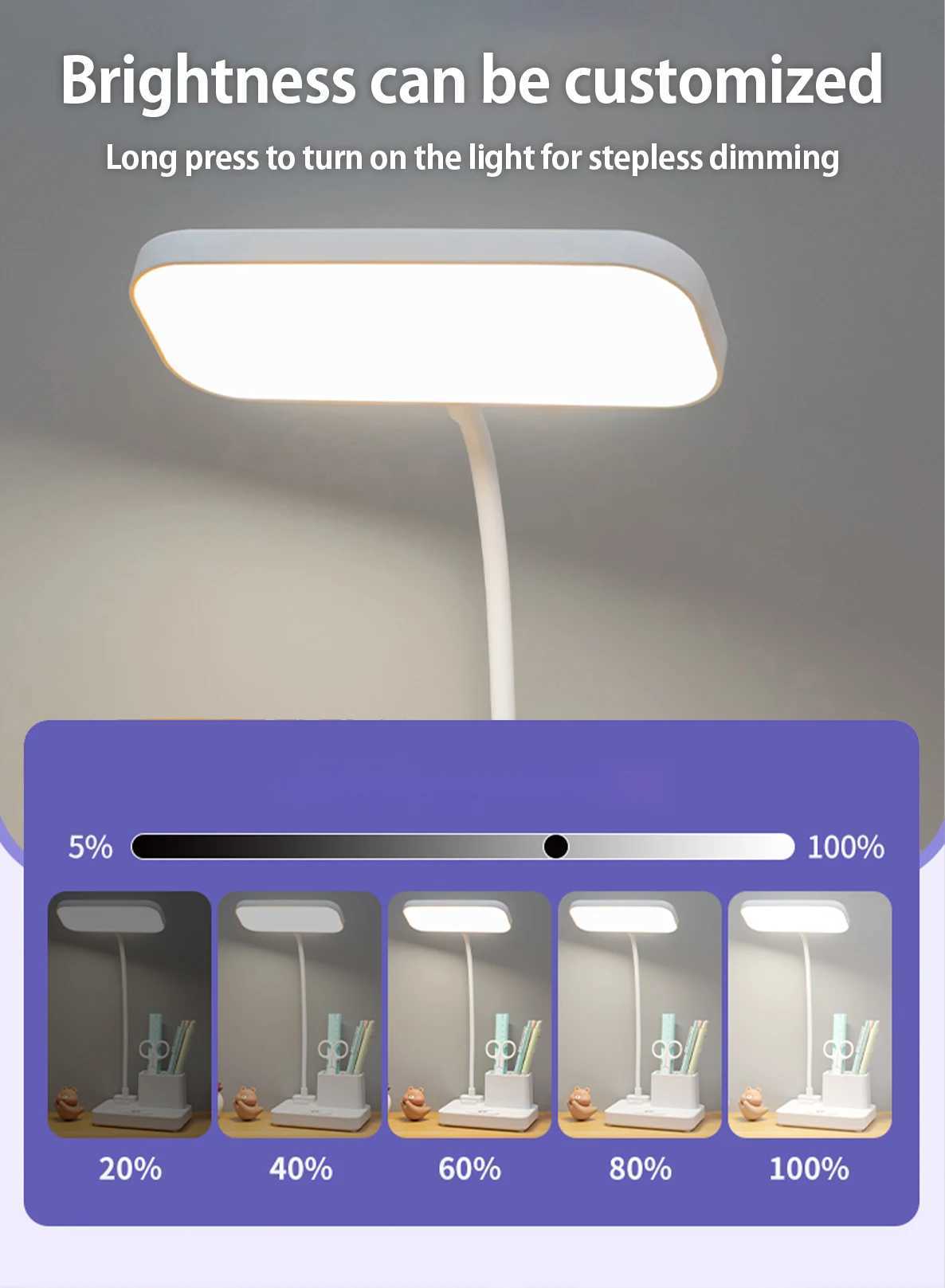 Gift Fan and pen holder3 Modes Touch Dimming USB Dimming Clip Table Lamp Student Dormitory Learning Study Table Light C250918