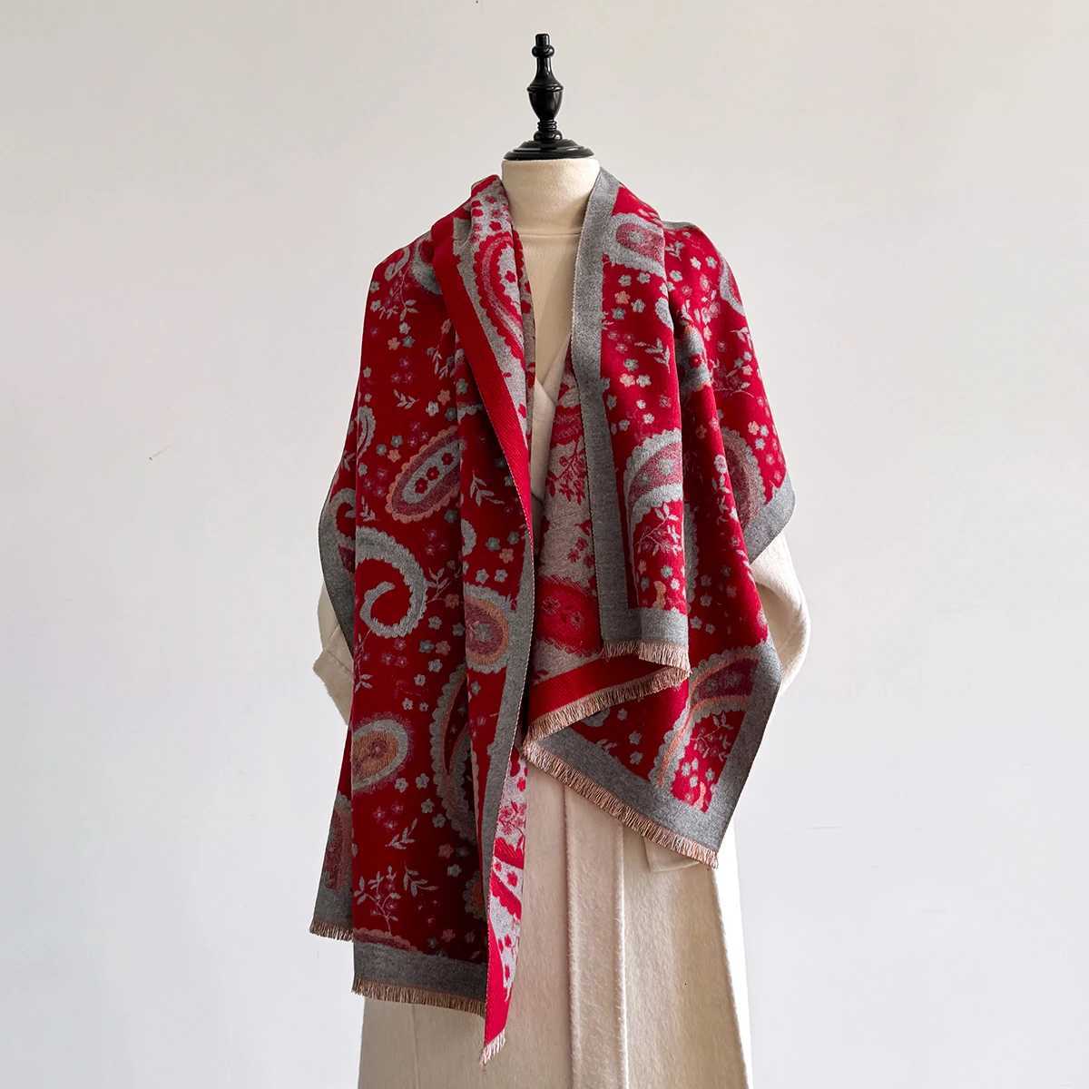Wen Cashmere Scarf Winter Paisley Patter Thick Warm Blanket Scarf Cashew wer Scarves Fashionable and Luxurious Y250918