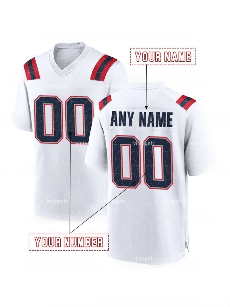 Custom Football Jersey Drake Maye Stefon Diggs Christian Gonzalez 12 Brady Mike Vrabel Dobbs11 Maye10 Wooldridge17 Henderson32