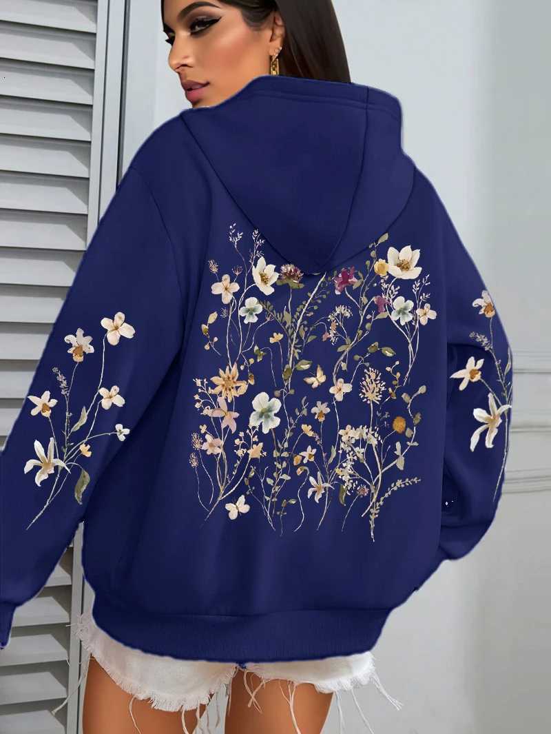 Beautiful Flower Clusters Design Women Hoody Loose Fleece Hoodie Autumn Y2K Pocket Hoodies Multicolor Soft Woman StreetwearZ250918