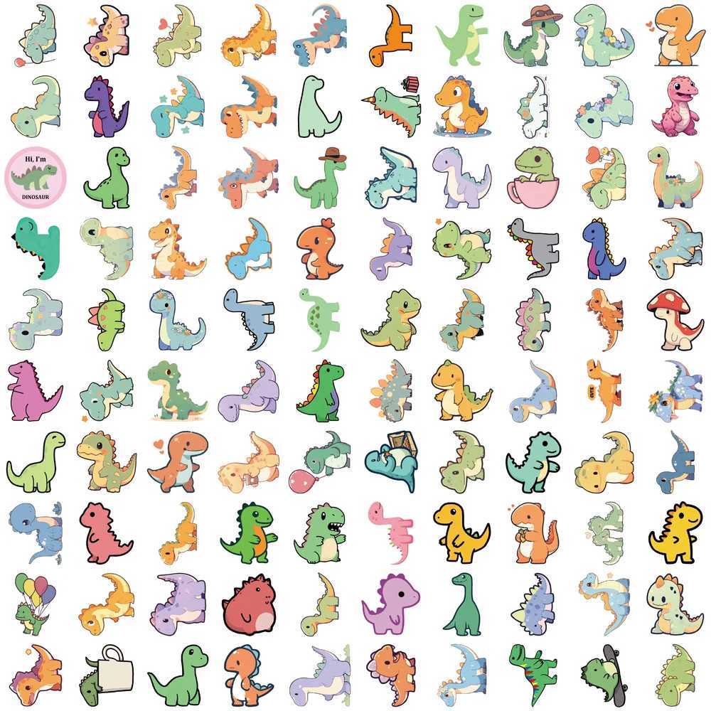 100PCS Cute Cartoon Short Legged Dinosaur Sticker Harajuku Suitcase Home Decorated DIY Scrapbook Coffee PVC Classic Sticker C250918