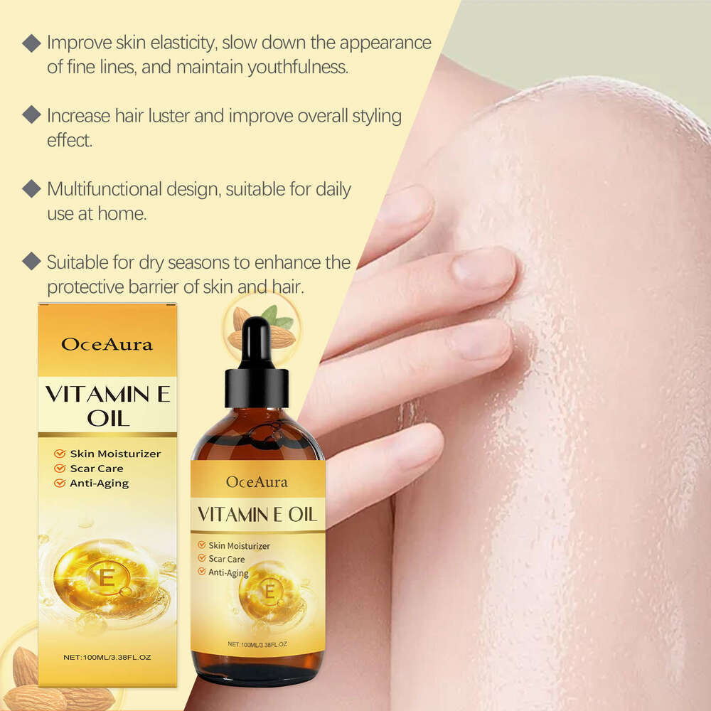 OceAura Vitamin E Multi-effect Moisturizing Hydrating Face Body Hair Nourishing Skincare Essence Oil