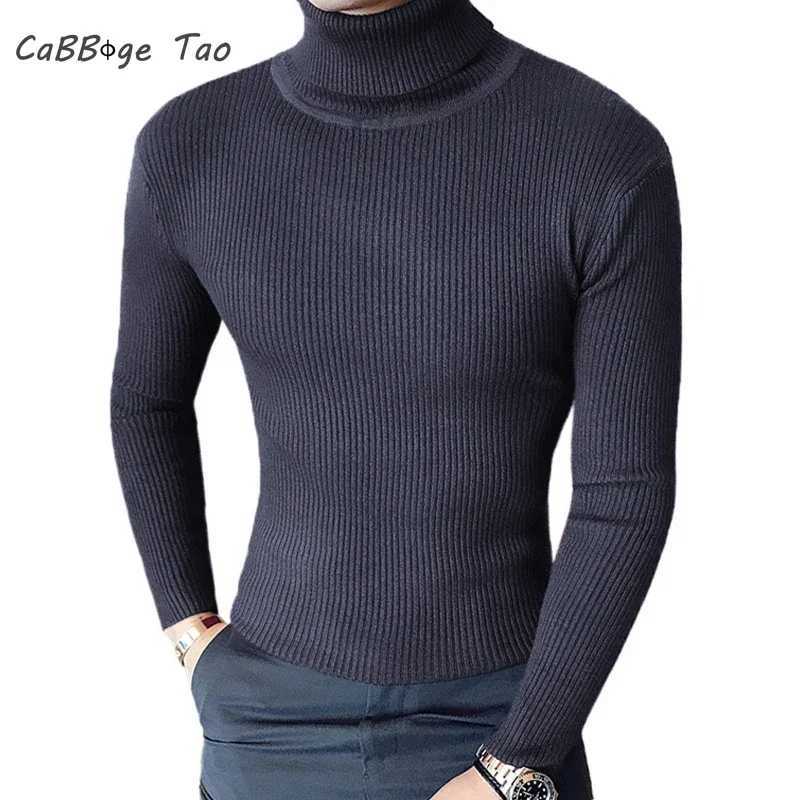 New Mens Turtleneck Sweater Slim Fit Knitted Casual Pullover Lightweight Ribbed Long Sleeve Sweaters Warm Breathable StreetwearZ250918