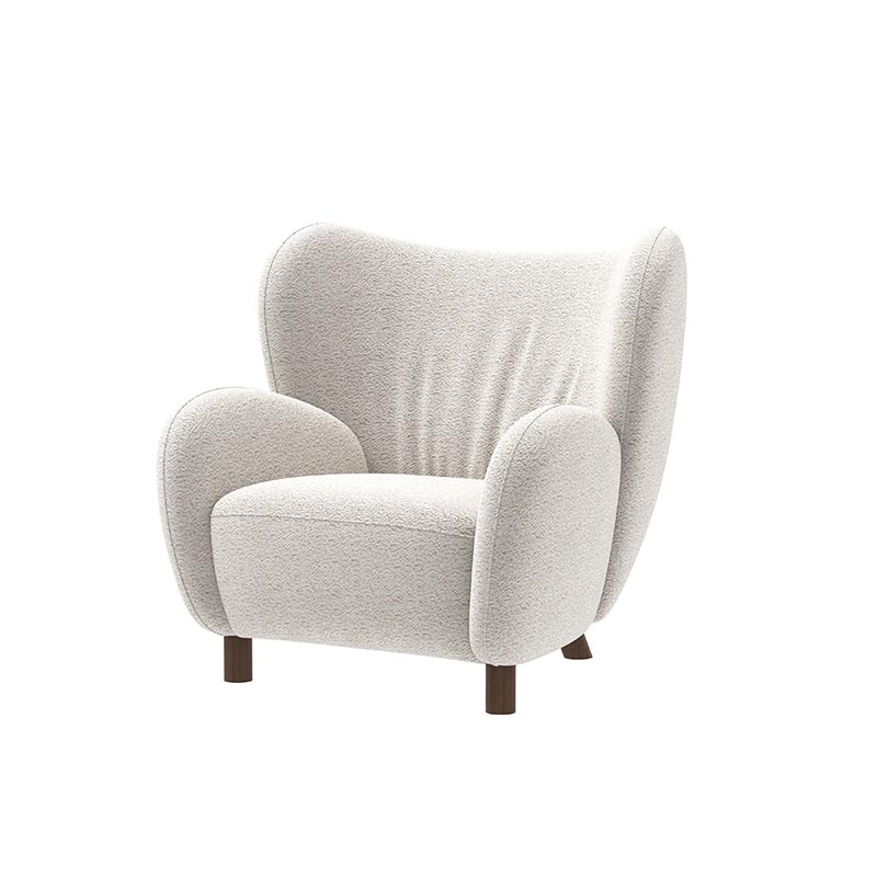Living Room Furniture Modern Sheep - inspired Beige Fluffy Upholstered Lounge Chair for Living Room & Reading Corners