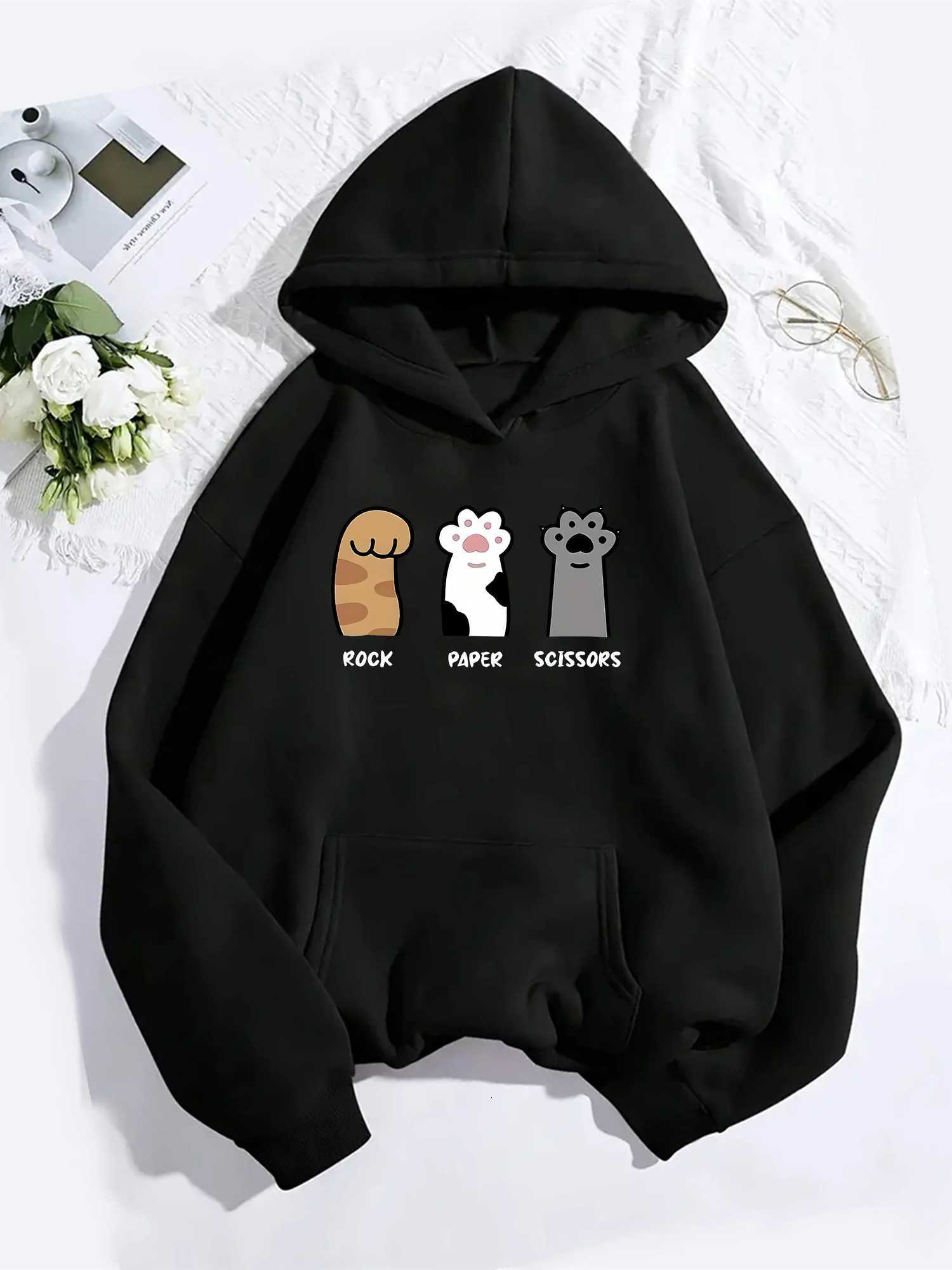 2025 Autumn Winter Fashion Cat Claw Printed Love Letter Cute Printed Womens Comfortable Sweatshirt Sportswear Casual ClothingZ250918