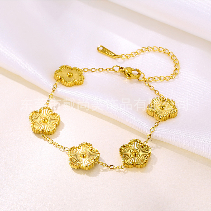 bracelets designer bracelet nonfading highend fiveleaf clover bracelet for women unique simple niche light titanium steel jewelry bracelet designer