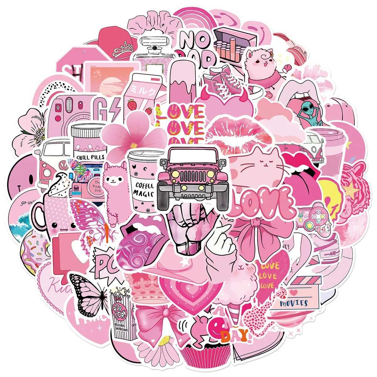 50100PCS Pink VSCO Cute Girl Stickers Aesthetic Skateboard Laptop Guitar Graffiti Luggage Sticker Waterproof Decal Toys C250918