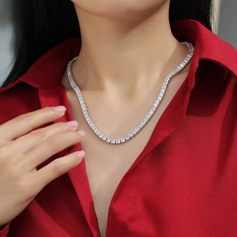 925 Silver Tennis Chain Full Size Pass Diamond Tester Iced Moissanite Hip Hop JewelryNecklace Bracelet Set