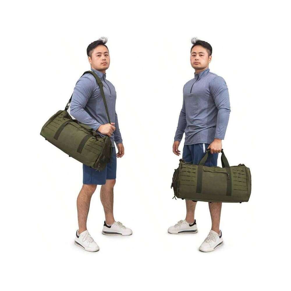 40L Tactical Duffle Bag Men Sport Gym Fiess Tote Travel Training Workout With Shoe Compartment Basketball Weekender