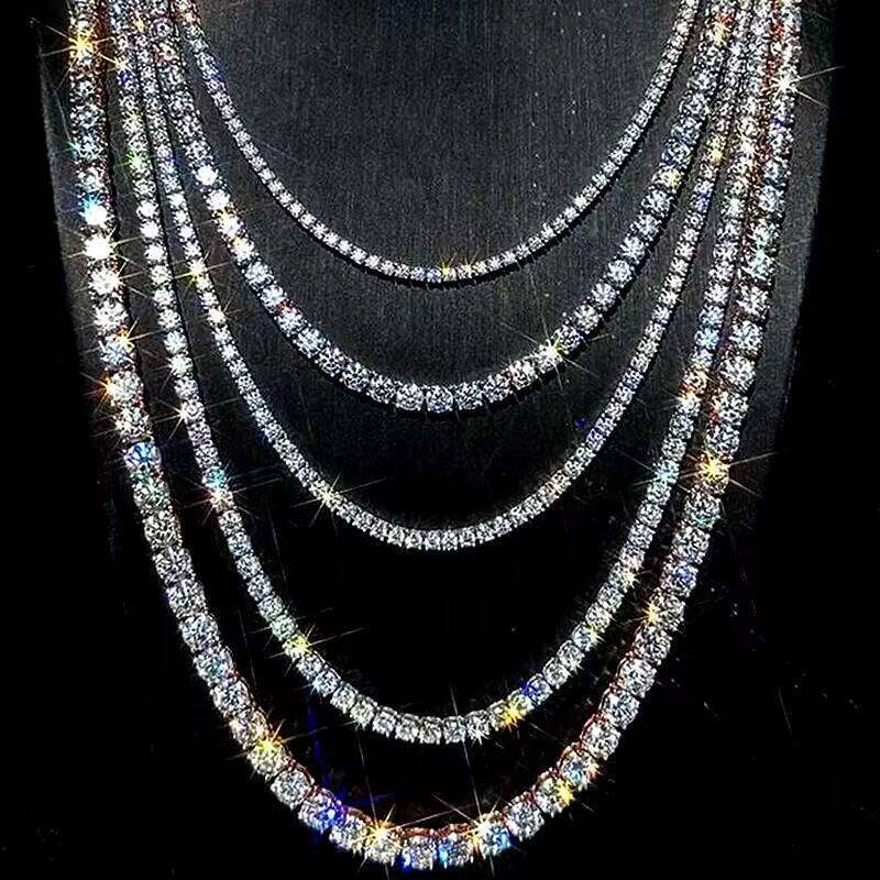 VVS Pass the test of moissanite tennis chain 2mm 3mm 4mm 5mm 6.5mm wide bracelet vvs tennis chain for men and women gifts