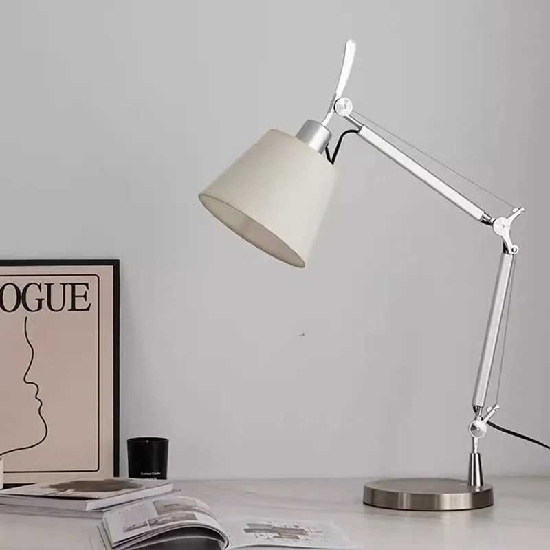 White Lampshade Table Lamp E27 Bulb Silver Metal EU AU US Plug Desk Light For Bedroom Foyer Reading Study C250918