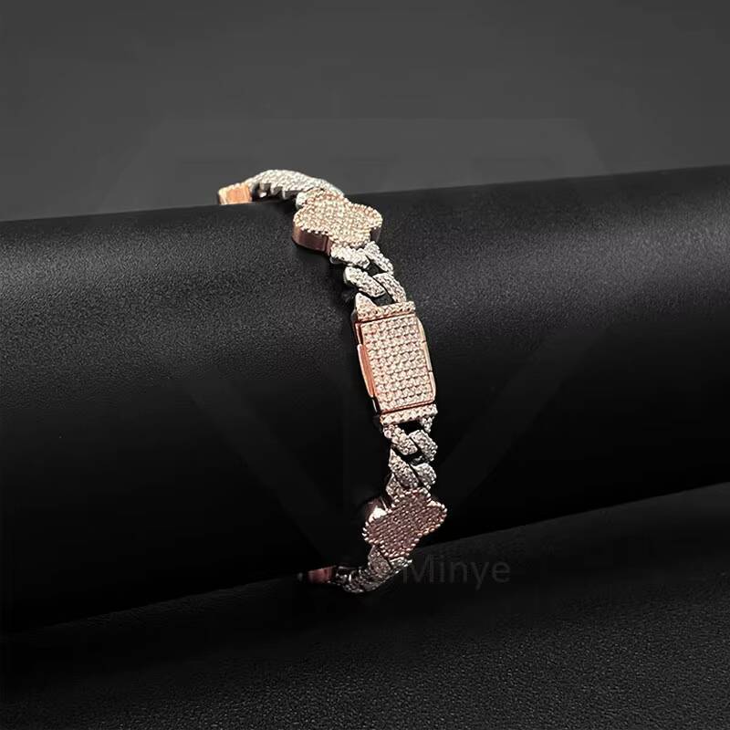 In Stock Hip Hop Jewelry Cuban Link Bracelet 925 Sterling Silver Moissanite Cuban Link Bracelet With GRA Certificate