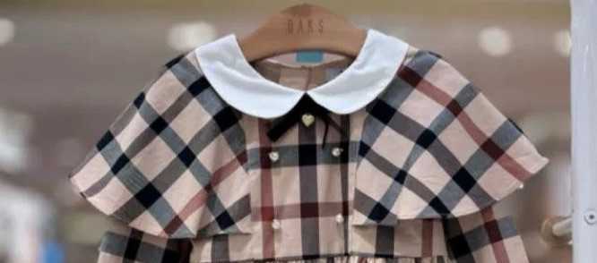Korean Childrens Girls White Collar Plaid Dress 806 C250917