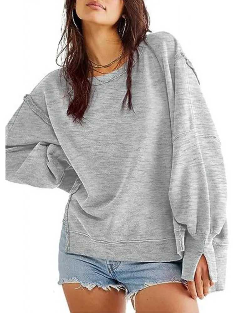 Casual Sports Hoodie For Women Fashion Solid Long Sleeve O Neck Pullover Loose Tops Lady Holiday Streetwear Womens Clothing NewZ250918