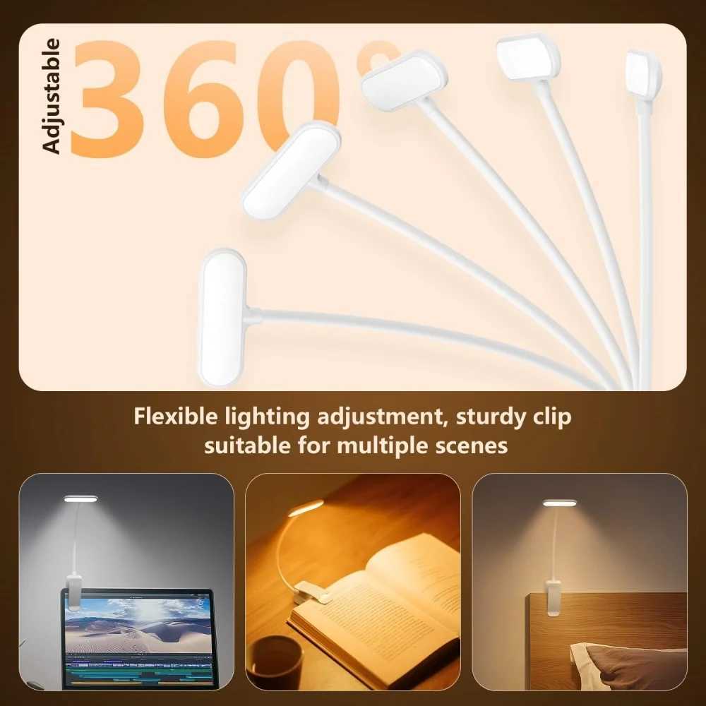 USB Rechargeable 20 Led Clip On Book Light Adjustable Brightness Reading Light Portable Read Light Kids Book Lamp Night Light C250918