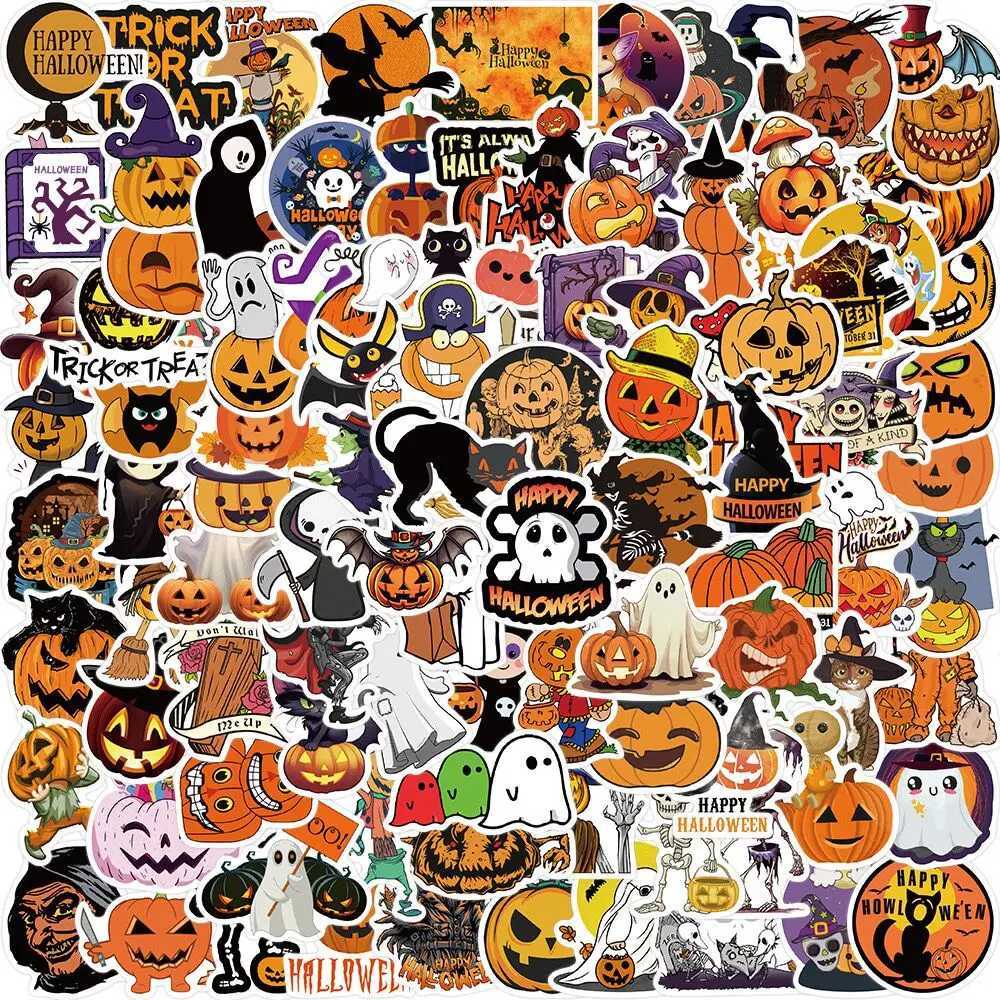 1050100pcs Gothic Halloween Ghost Witch Pumpkin Decorative Stickers DIY Notebook Guitar Skateboard Waterproof Cool Sticker Toy C250918