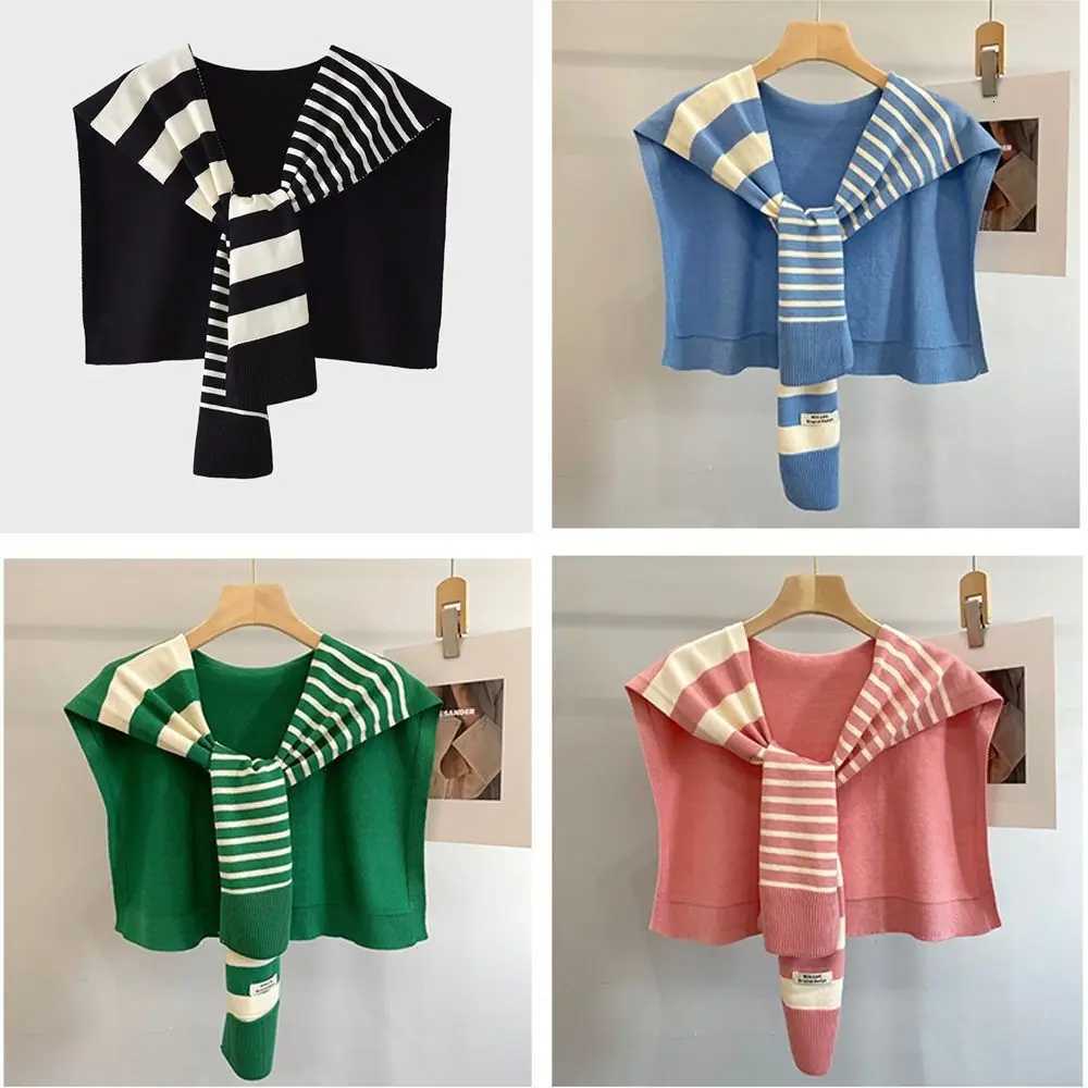 Fashion Versatile Stripes Shl Lightweight Detachable Neck Protection Casual PlusSi Shoder Scarf for Wen Y250918