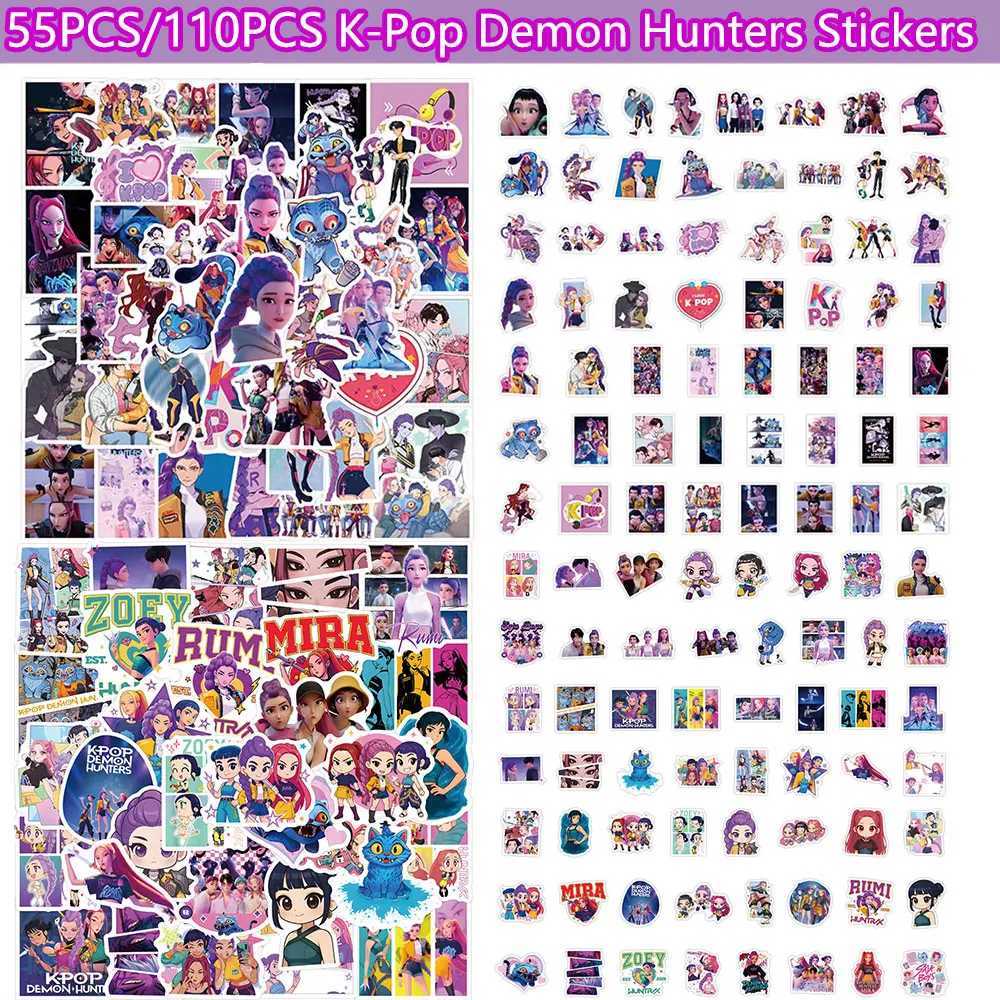 55110PCS KPop Demon Hunters Stickers Anime Demon Hunters Derpy Tiger DIY Stickers Scrapbooking Phone Decoration Stickers C250918