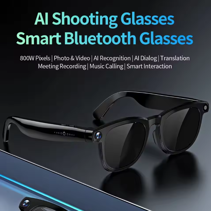 AI Smart Glasses with 8MP Camera, 1080P HD Video & Photo Recording, Real-Time Translation, Anti-Blue Light Lenses, for Men Women Ideal for Outdoor Spo
