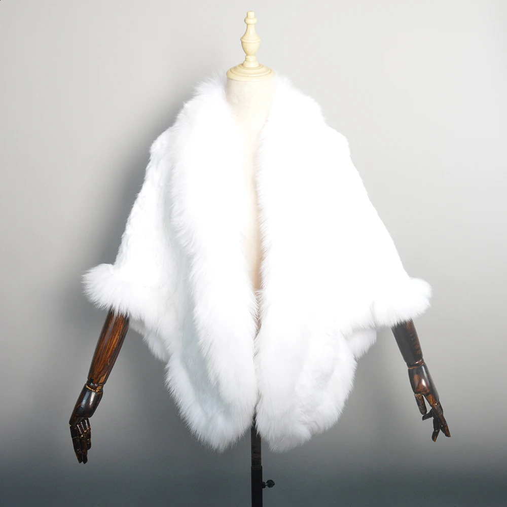 Long Style Winter Real Natural Rabbit Fur Scarf Lady 100Natural Real Fox Fur Shawl Women Knitted Real Mink Fur Pashmina Scarves 250918 - view 4