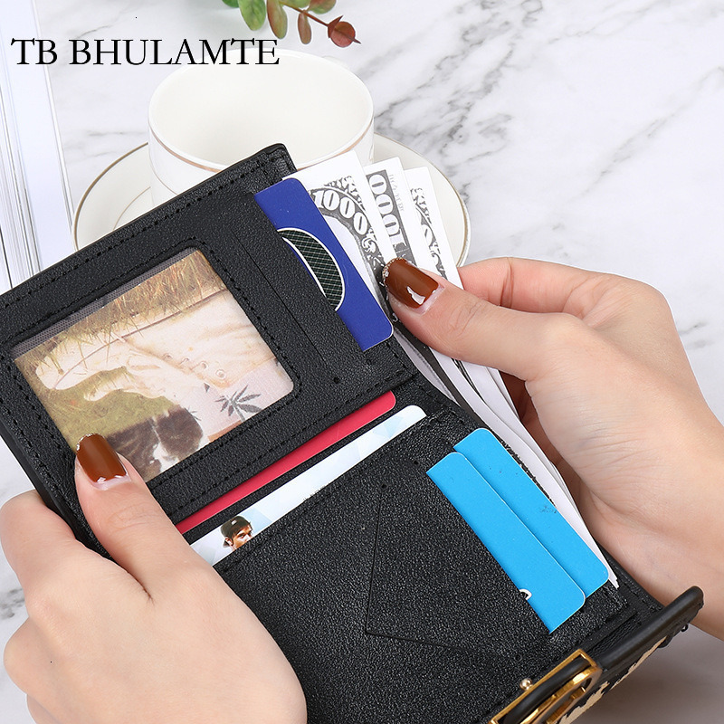 TB BHULAMTE Free Shipping New Women's Short Wallet Large Designer Capacity Fashion Luxury Retro Coin Purse Multi-card Slot Wallet Internet Celebr