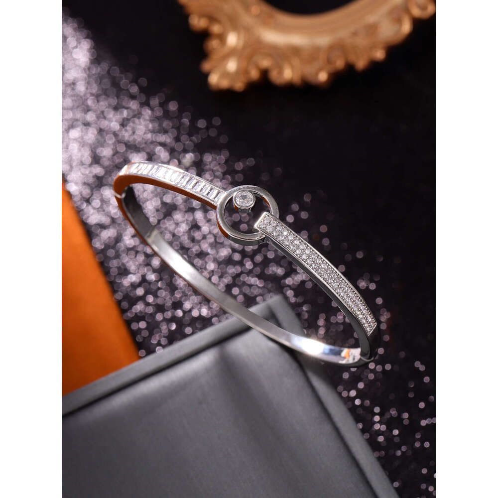 New Hot-Selling Concentric Circle Copper Inlaid Zircon Simple Style Fashionable Personality Elegant High-End Bracelet ddmypluto