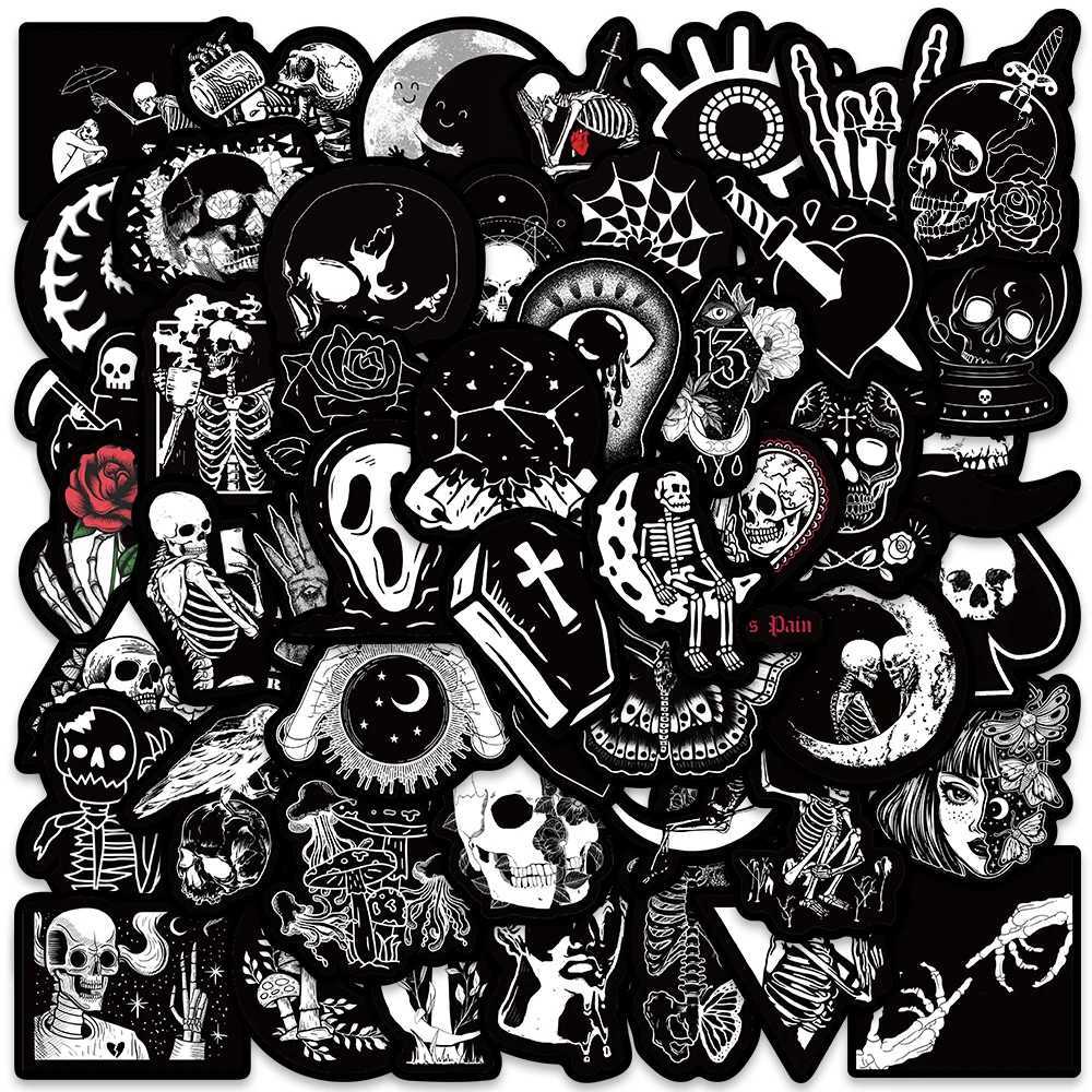 50pcs Cool Punk Gothic Darkness Skull Graffiti Stickers For Laptop Phone Guitar Luggage Diary Waterproof Vinyl Decals C250918