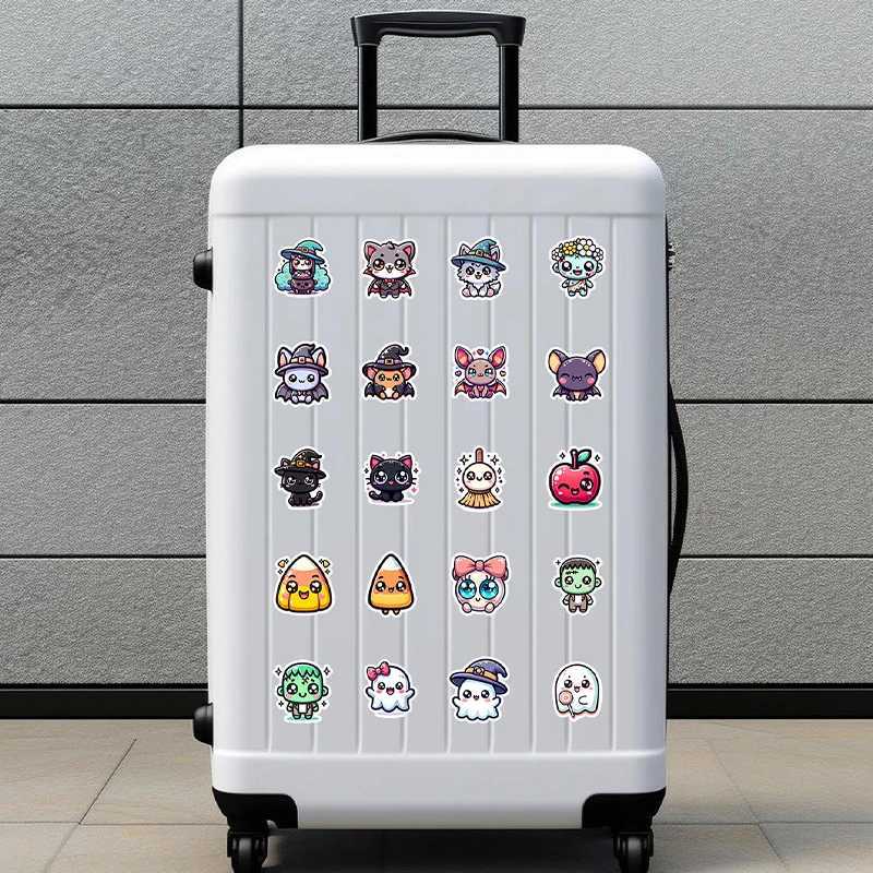 50PCS Halloween Stickers Cute Cartoon Cat Pumpkin Halloween Themed Stickers Fun Holiday Decals Pack Vinyl Waterproof Scrapbook C250918