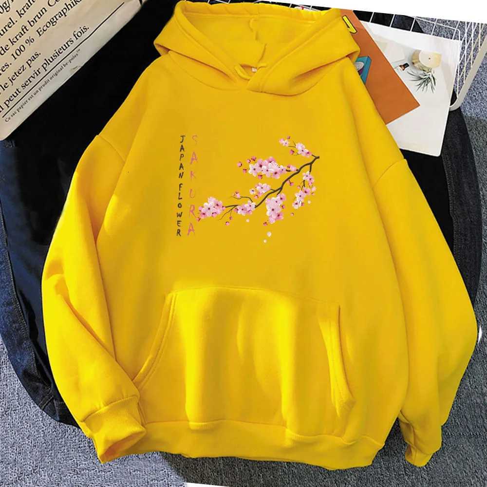 2025 Blossom Sakura Printing Hoodies Female Casual Sleeve Sweatshirt with Pocket Women Winter Pullovers Autumn Winter HoodieZ250918