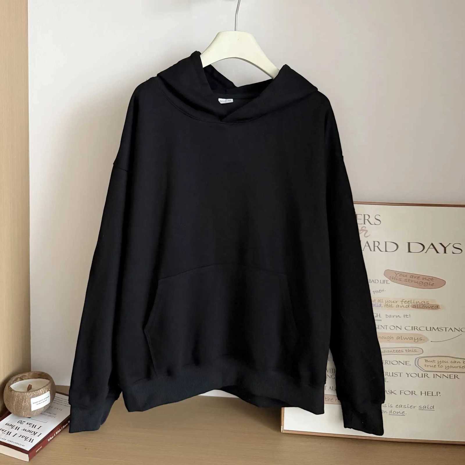 Heavy fleece thickened hooded sweater for men and women autumn and winter new solid color loose outer wear pullover couple topZ250918