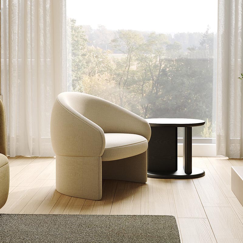 Living Room Furniture Modern Mushroom - Shaped Light Grey Fabric Lounge Chair for Living Room & Office