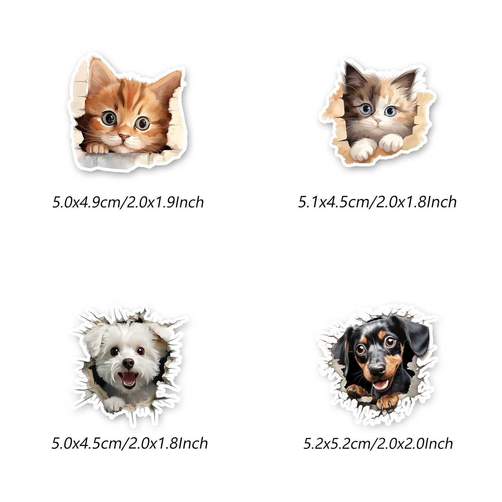 50 Pcs Cartoon Dog Cat Theme Stickers Funny Peeking Animals Stickers For Laptop Water Bottle Scrapbook Phones C250918