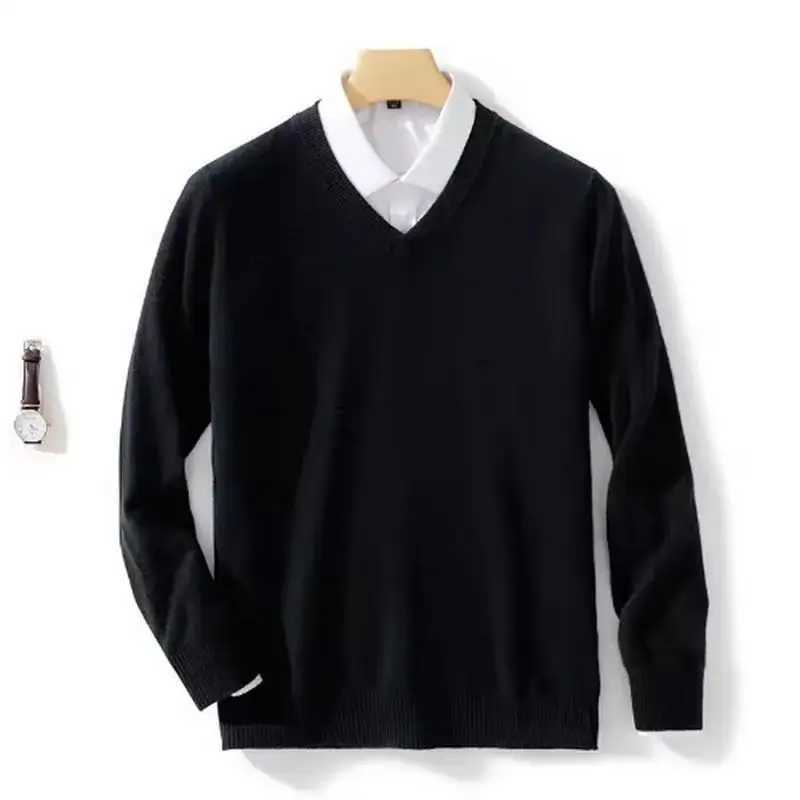 Mens Wool Warm Pullovers Sweater VNeck Knit Winter Fit Tops Male Cashmere Knitwear Jumpers Bottoming Shirt Plus Size 3XLZ250918