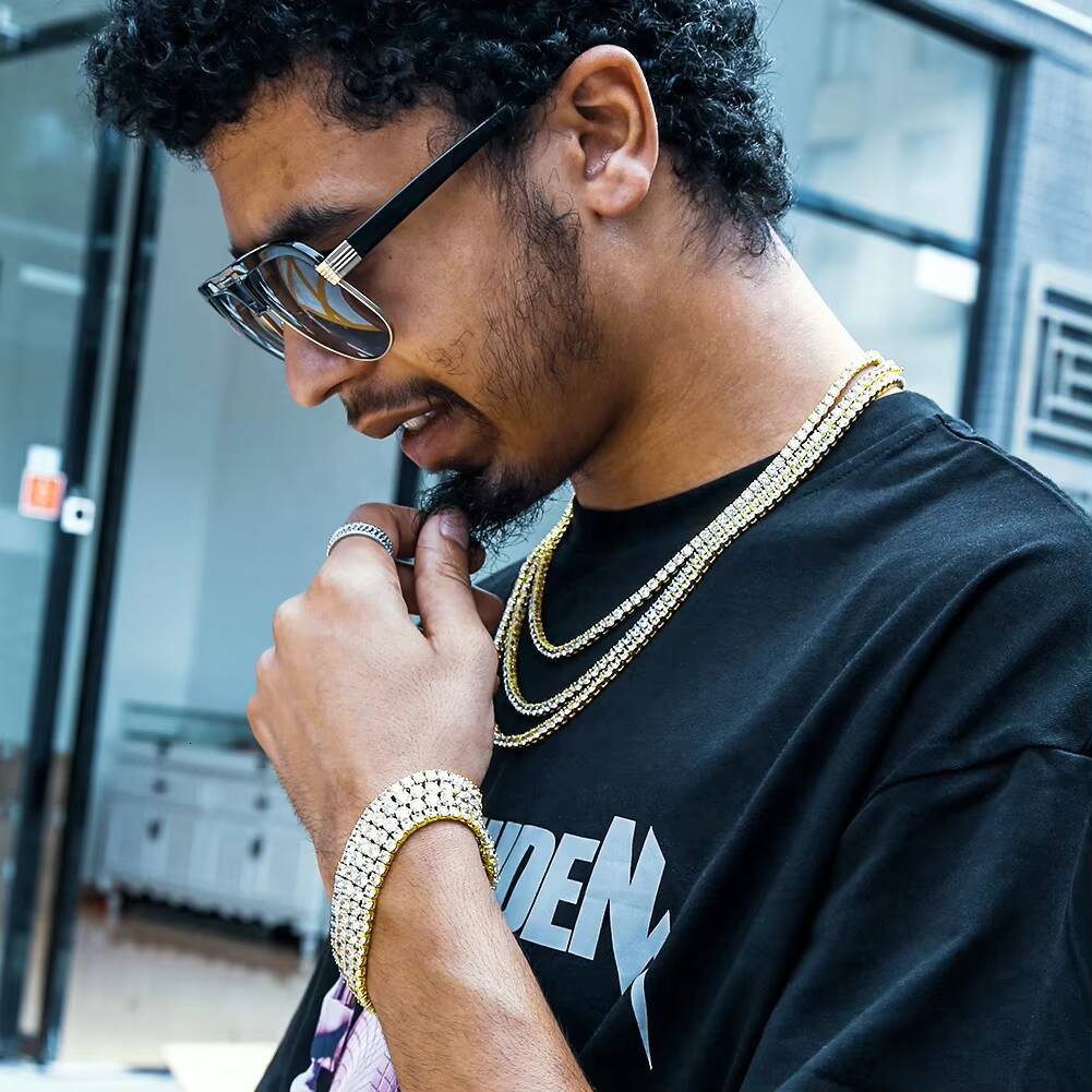 KRKC Hip Hop Jewelry 20inch 3mm 14k Gold Silver Iced Out Jewelry Aaaaa Cz Diamond Tennis Chain Necklace for Women and Men