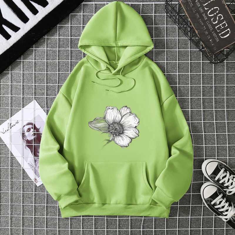 2025 Simple Beautiful Sunflower Printed Women Hoodies Harajuku Fleece Hoody Fashion Loose Sportswear Pocket Autumn Woman ClothesZ250918