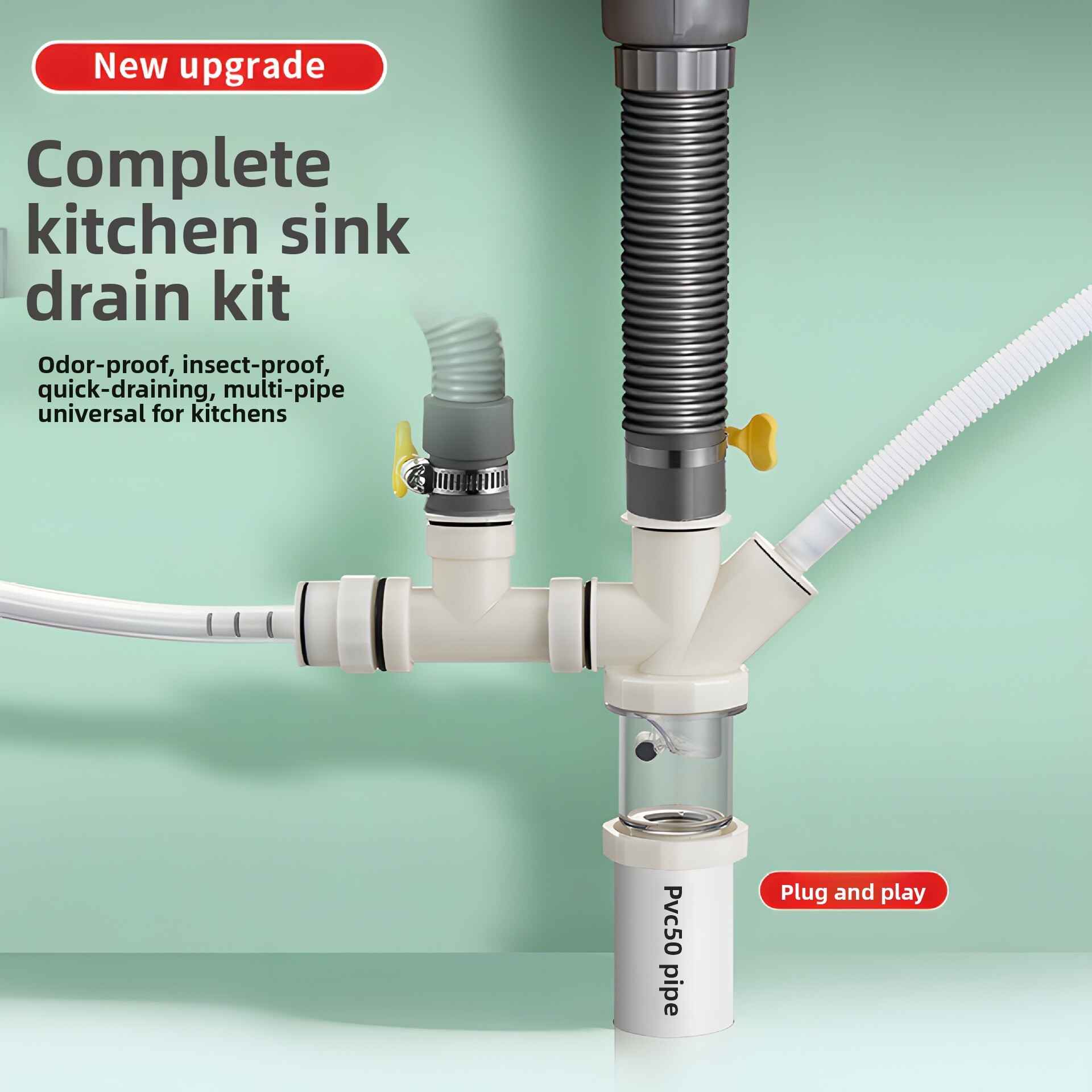 Floor Collector Three-way Connector Special Anti-odor Water Artifact 50 Kitchen Drainage Pipe Seal Plug