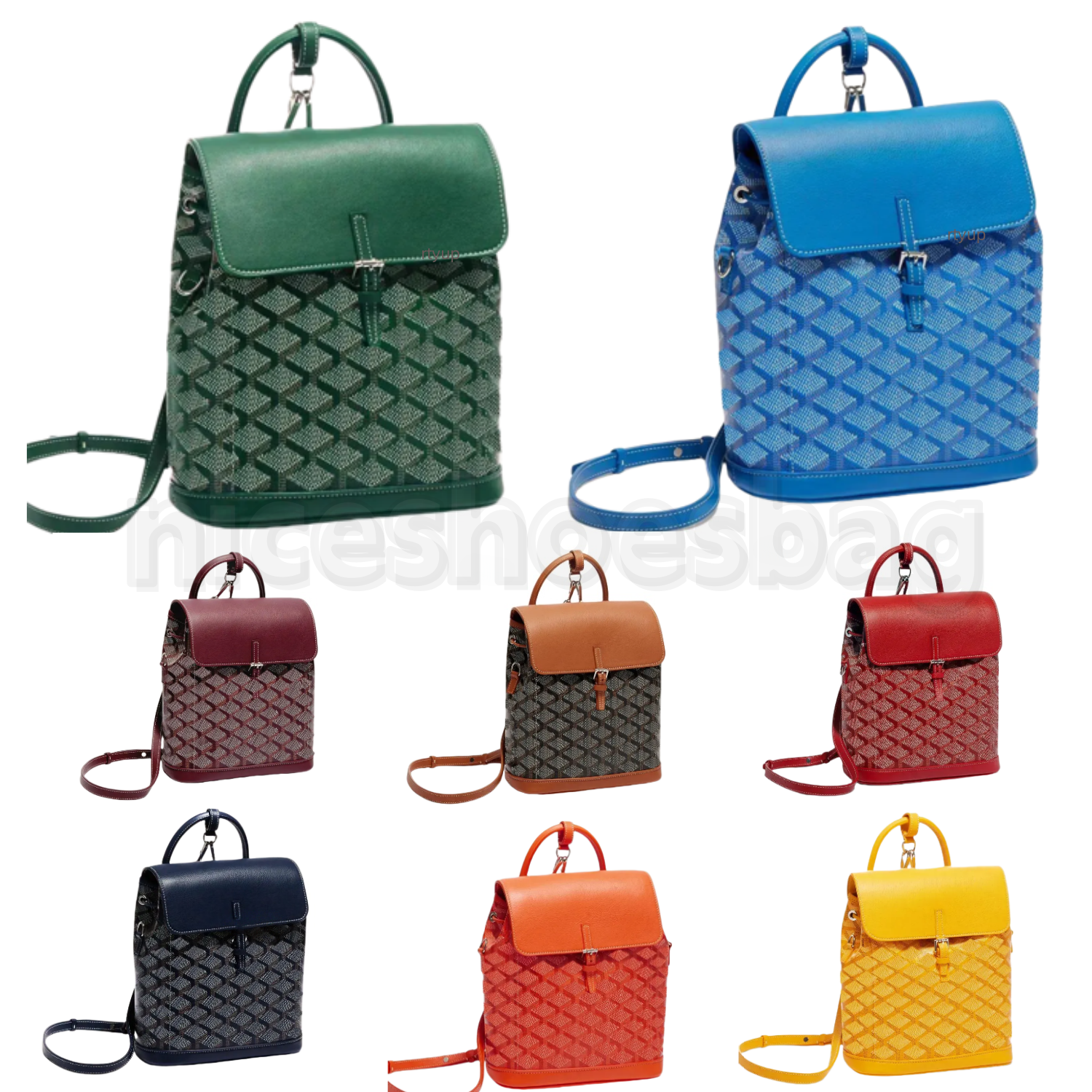 10A Designer backpack Bag Green Houndstooth leather Designer Backpack school bag mens Shoulder bag Luxury tote handbag Cross Body bag Top handle bookbag1