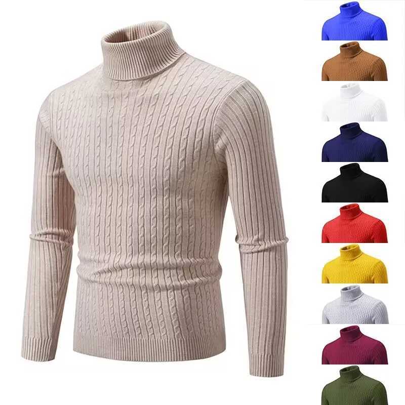 New Autumn and Winter Mens Minimalist High Neck Sweater Mens Slim Fit Knitted Sweater Mens Base Shirt Casual Shirt SweaterZ250918