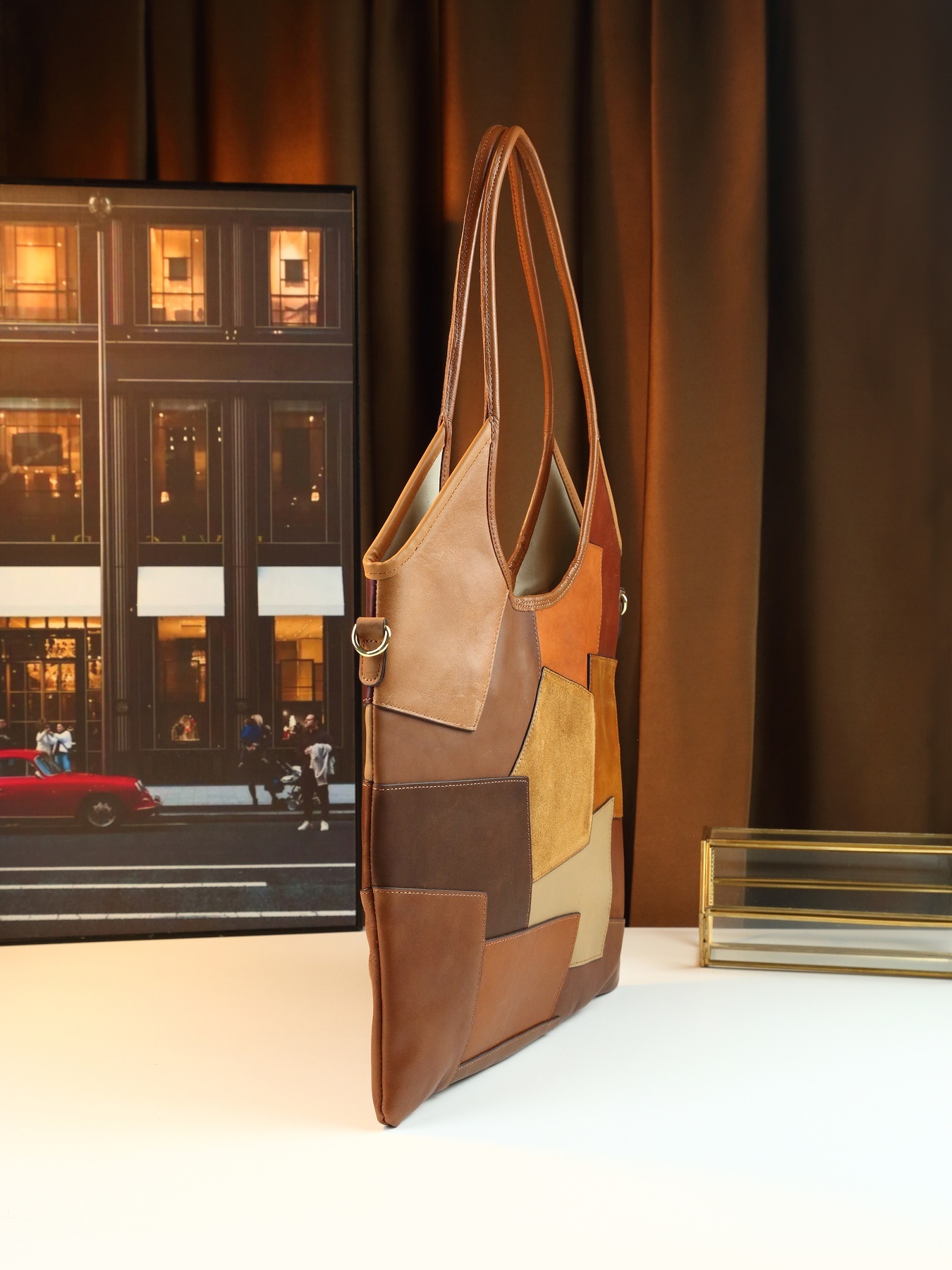 2025 Autumn/Winter New Retro Patch Leather Design Handbag Light Luxury Elegant Style Women's Underarm Bag Designer Bag