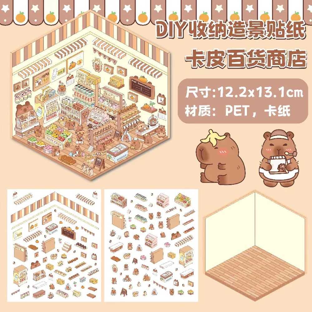 3D PET Sticker Landscaping Cute Cartoon Pocket Scene DIY Cabin Stickers Stacking Hand Account Gift for Kid Child C250918
