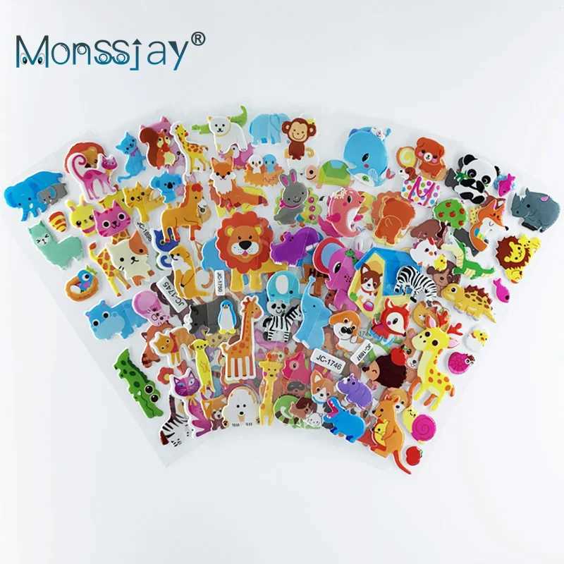 8 SheetsSet Waterproof Cartoon Zoo Animals Stickers Kids Notebook Decoration Scrapbook Sticker Toy For Children Boys Girls C250918