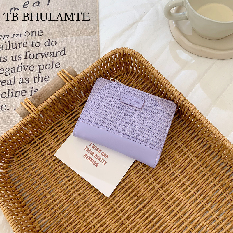 TB BHULAMTE Free Shipping Women's Splicing Wallet Luxury Simple Short Designer Handbag New Versatile Folding Card Bag Zipper Coin Bag