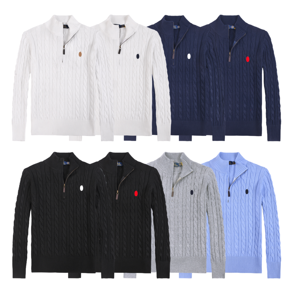 polo sweater quarter zip designer knit sweaters mens pullover uomo half zipper luxury casual small horser jumper autumn wool women hoodie chandail
