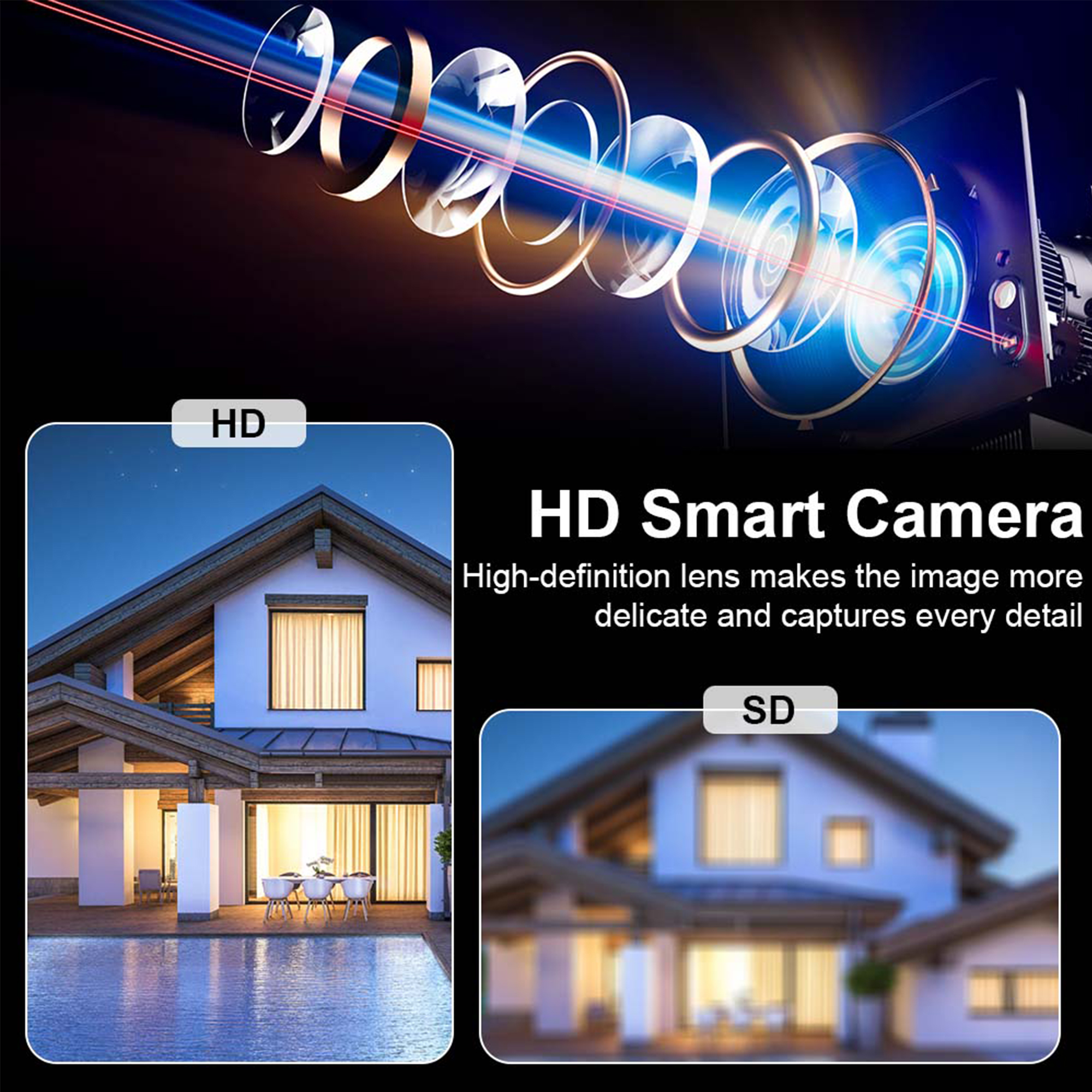 New Wireless Baby Monitor WiFi Security Camera for Home Apartment 1920x1080P Camera Black