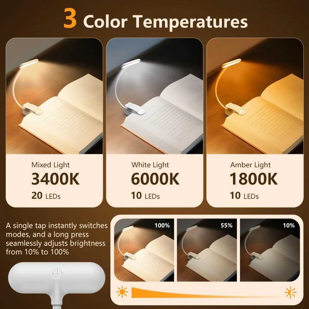 USB Rechargeable 20 Led Clip On Book Light Adjustable Brightness Reading Light Portable Read Light Kids Book Lamp Night Light C250918