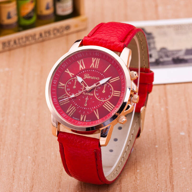 New Leather Strap Geneva Quartz Fashion Women's with Numerals Men's Watch