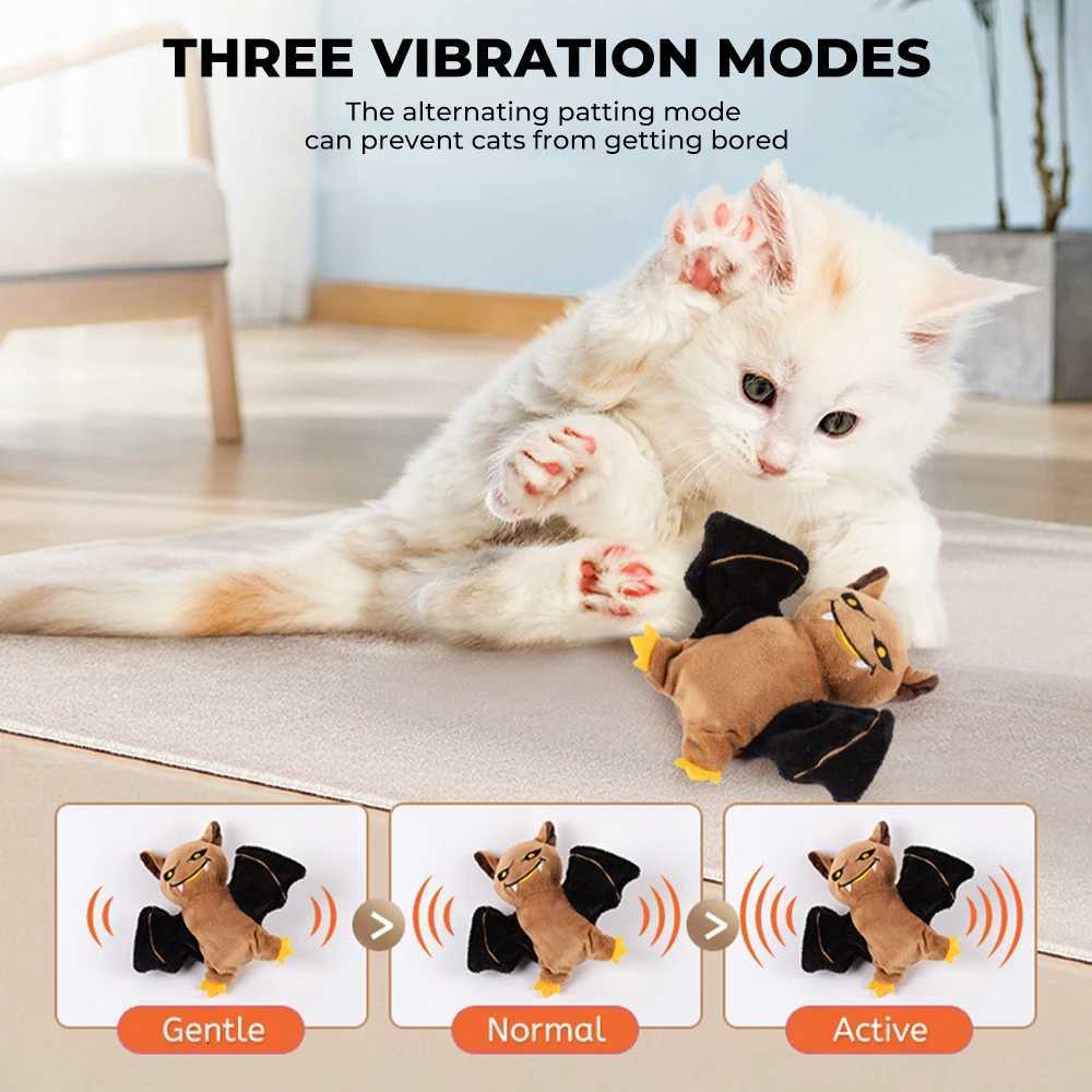 Interactive Cat Toy Pumpkin Head Ghost Bat Halloween Flapping Toy Simulation Sound Cat Toys Touch Activated Plush Toys for Cats X250918