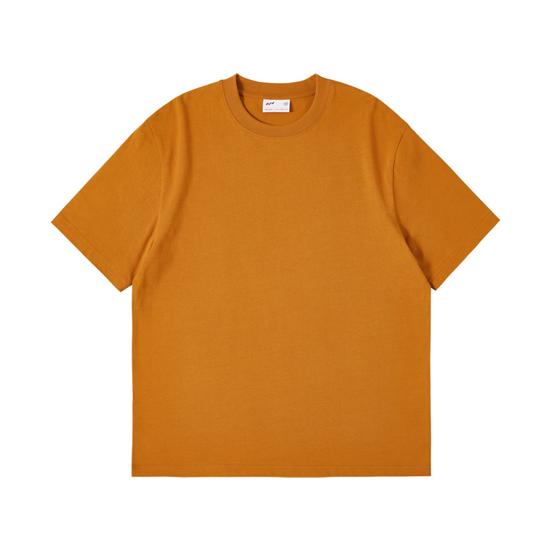 240g Heavyweight American Vintage Short-Sleeve T-Shirt: Solid Color, Minimalist, Summer Cotton Crew Neck, Unisex Layering Top-10D