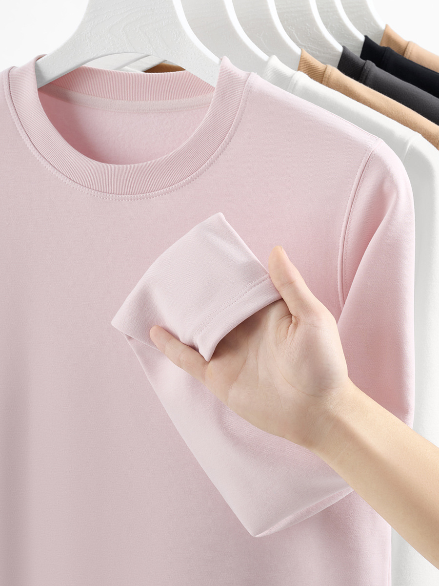 Winter New Arrival 280g Heavyweight Long-Sleeve T-Shirt: Unisex Casual Style, Versatile Wear, Fleece-Lined Sweatshirt for Layering-1108T