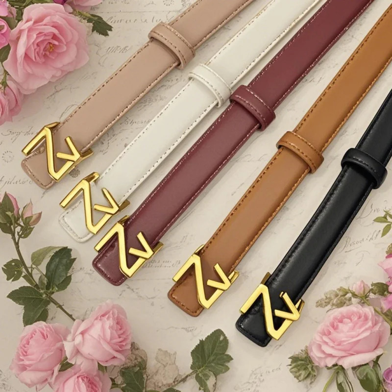 s Belt with ZV Buckle Light Simple High End Versatile Womens 250917